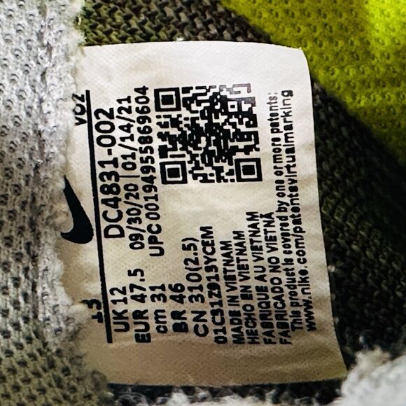 NIKE AIR FORCE 1 DC4831-002 - Men’s Size 12 Low Crater Flyknit Grey Shoes B15 - Picture 11 of 11